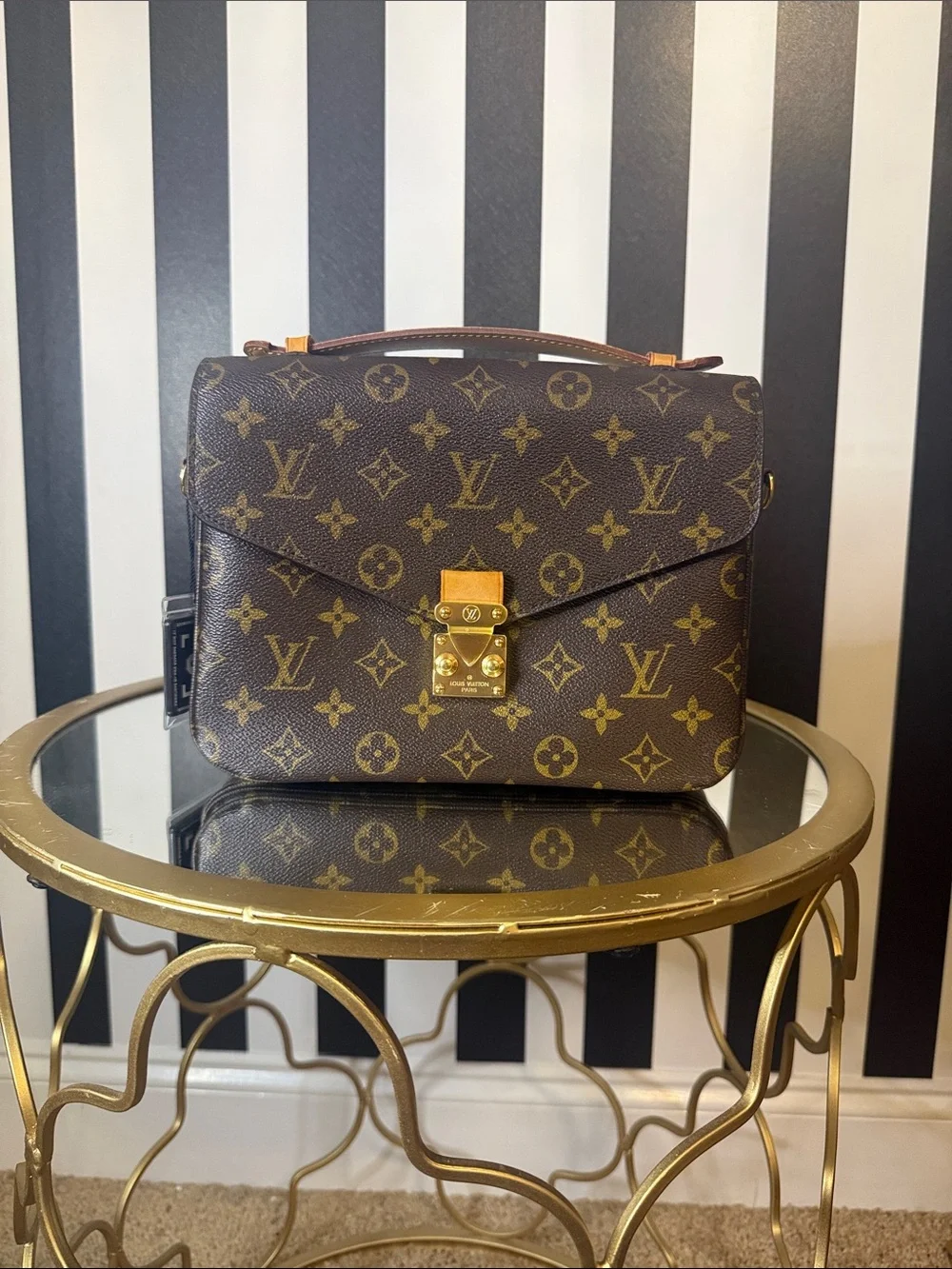 Louis Vuitton Monogram Pochette Metis Bag in Brown with Gold Hardware